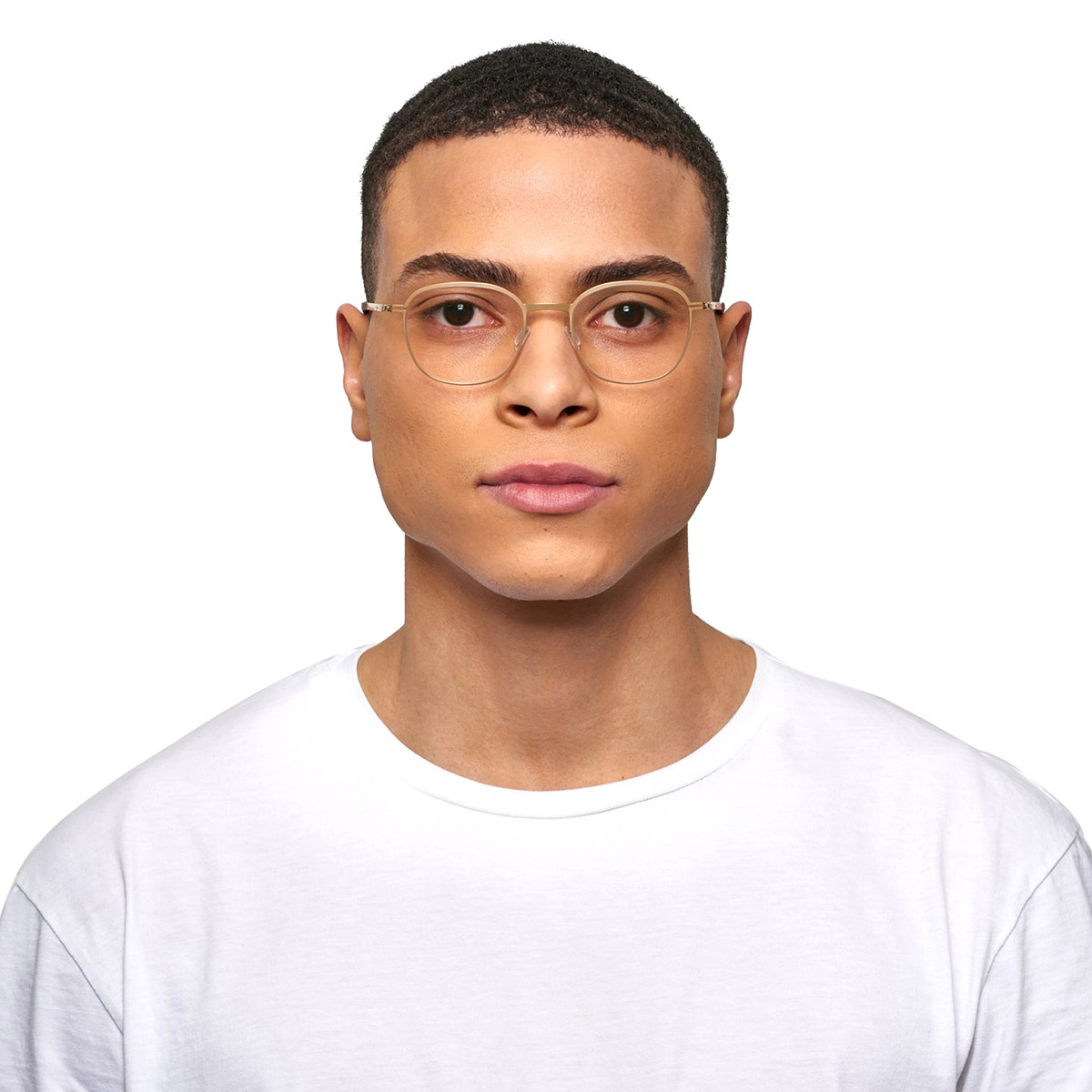 Ic! Berlin Vorias Rose Gold Matt Eyeglasses On Male Model
