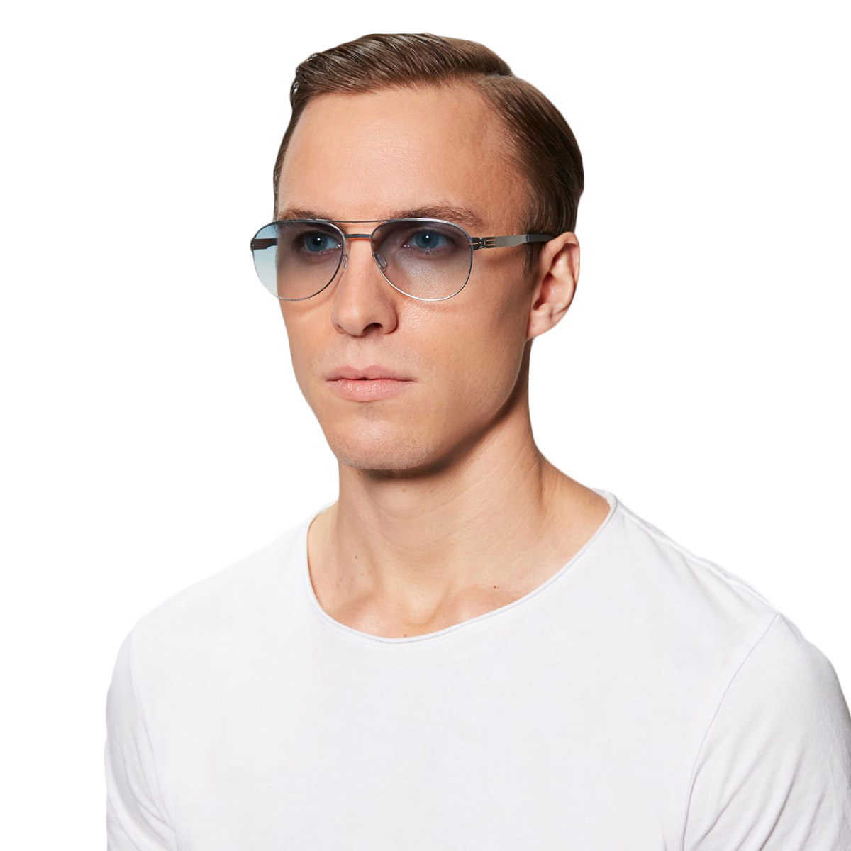 Ic! Berlin Wolfener Chrome Eyeglasses On Male Model