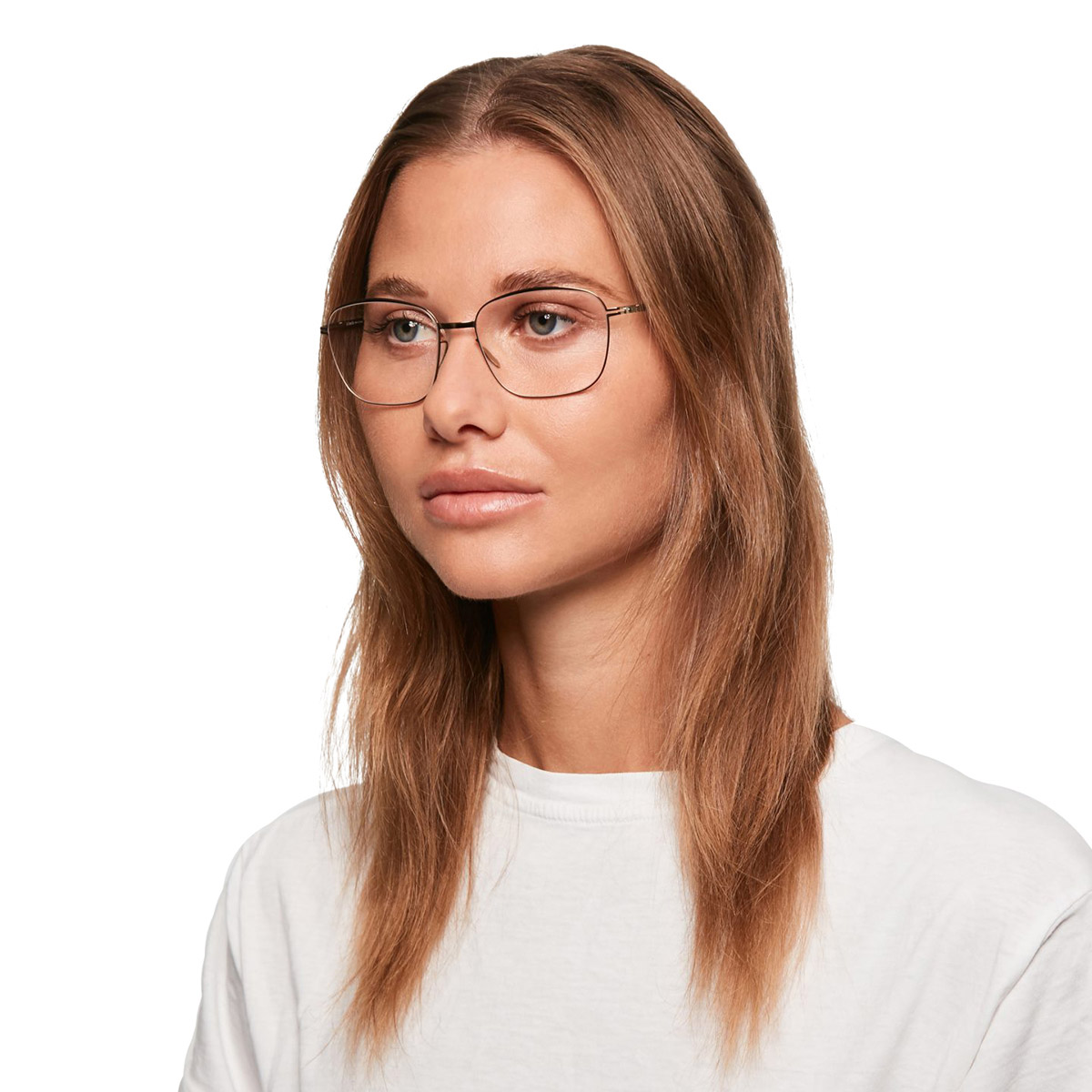 Ic! Berlin Yalca Full Metal Shiny Bronze Eyeglasses On Female Model