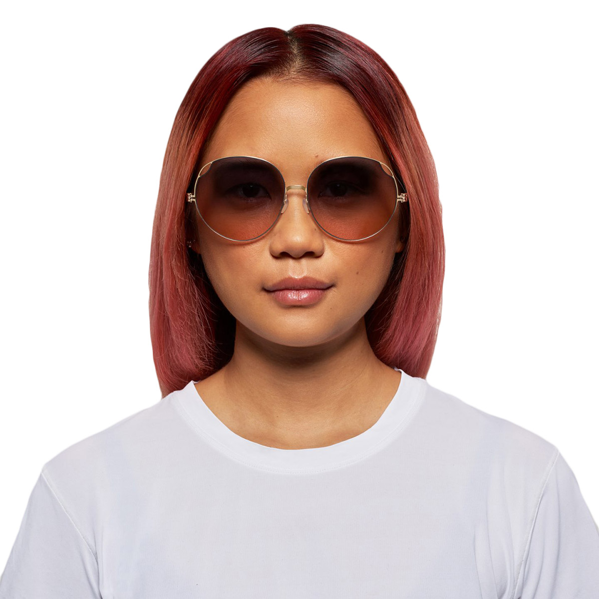 Ic! Berlin Yulina T. Shiny-Aubergine Sunglasses On Female Model