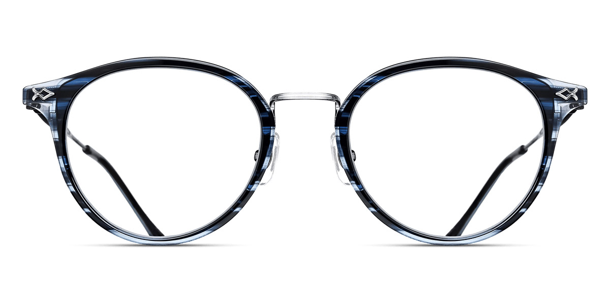 Color: Brushed Silver/Blue Demi (BS-BLD) - Matsuda MTDM3114BS-BLD47