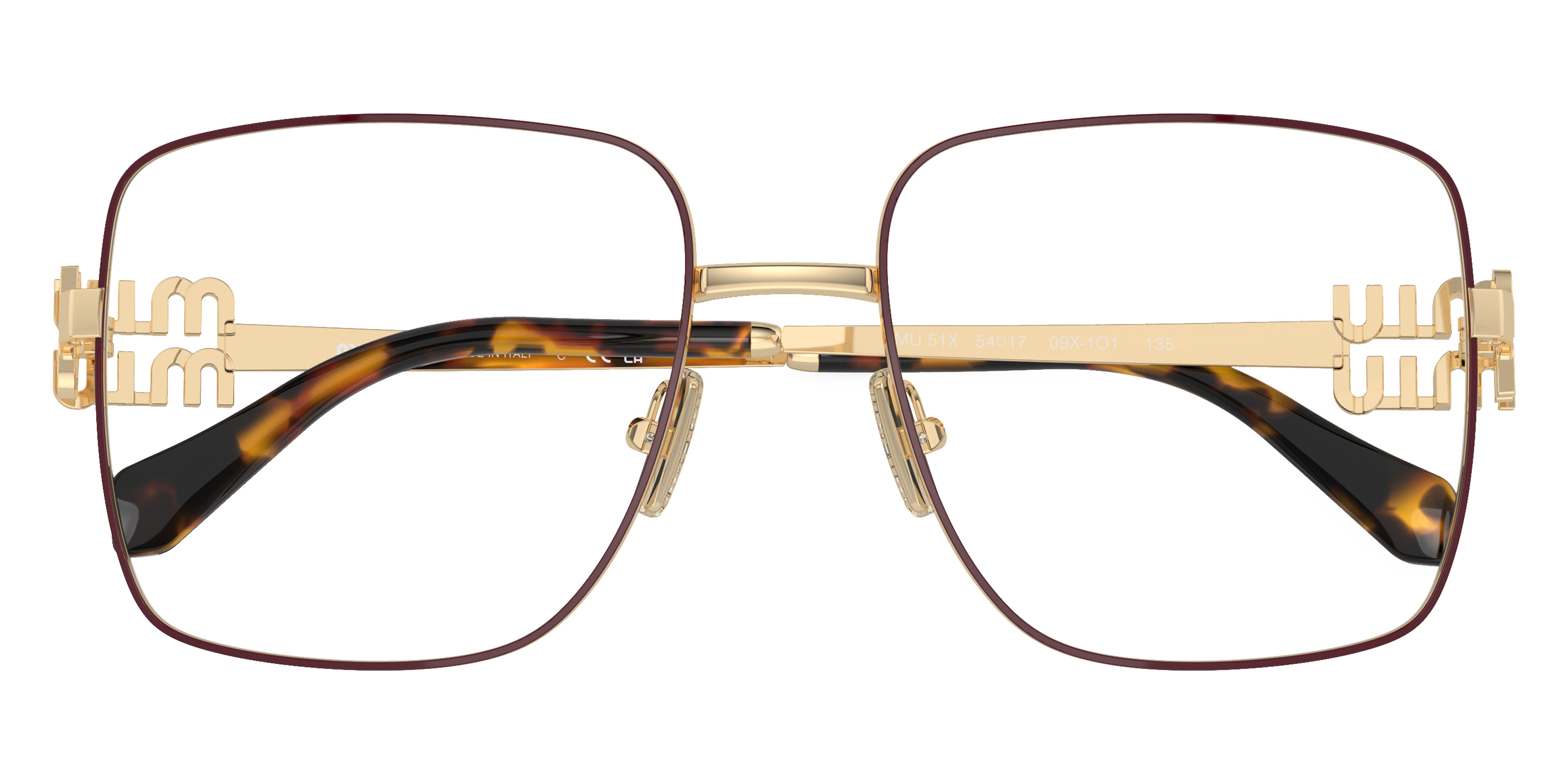 Color: Bordeaux/Pale Oro (09X1O1) - Miu Miu MU51XV09X1O154