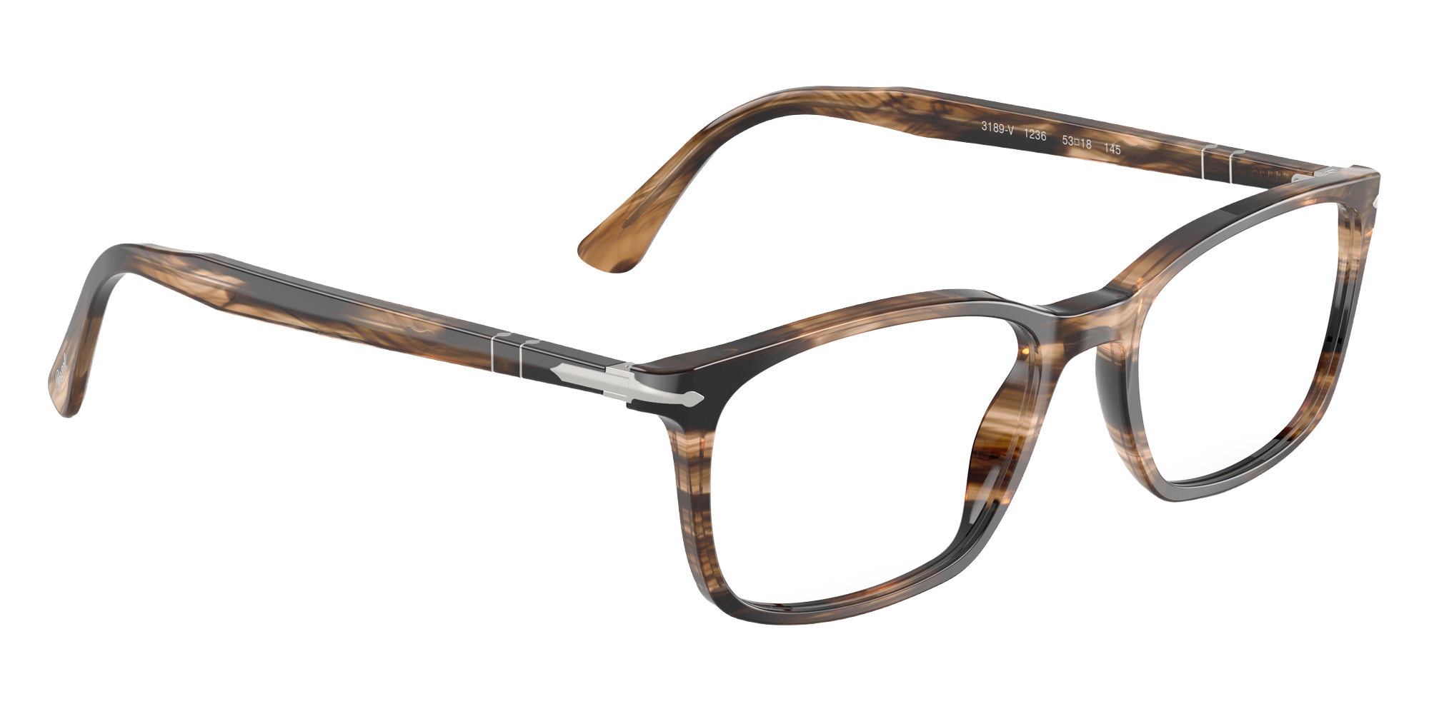 Color: Striped Black and Grayish Brown (1236) - Persol PO3189V123653