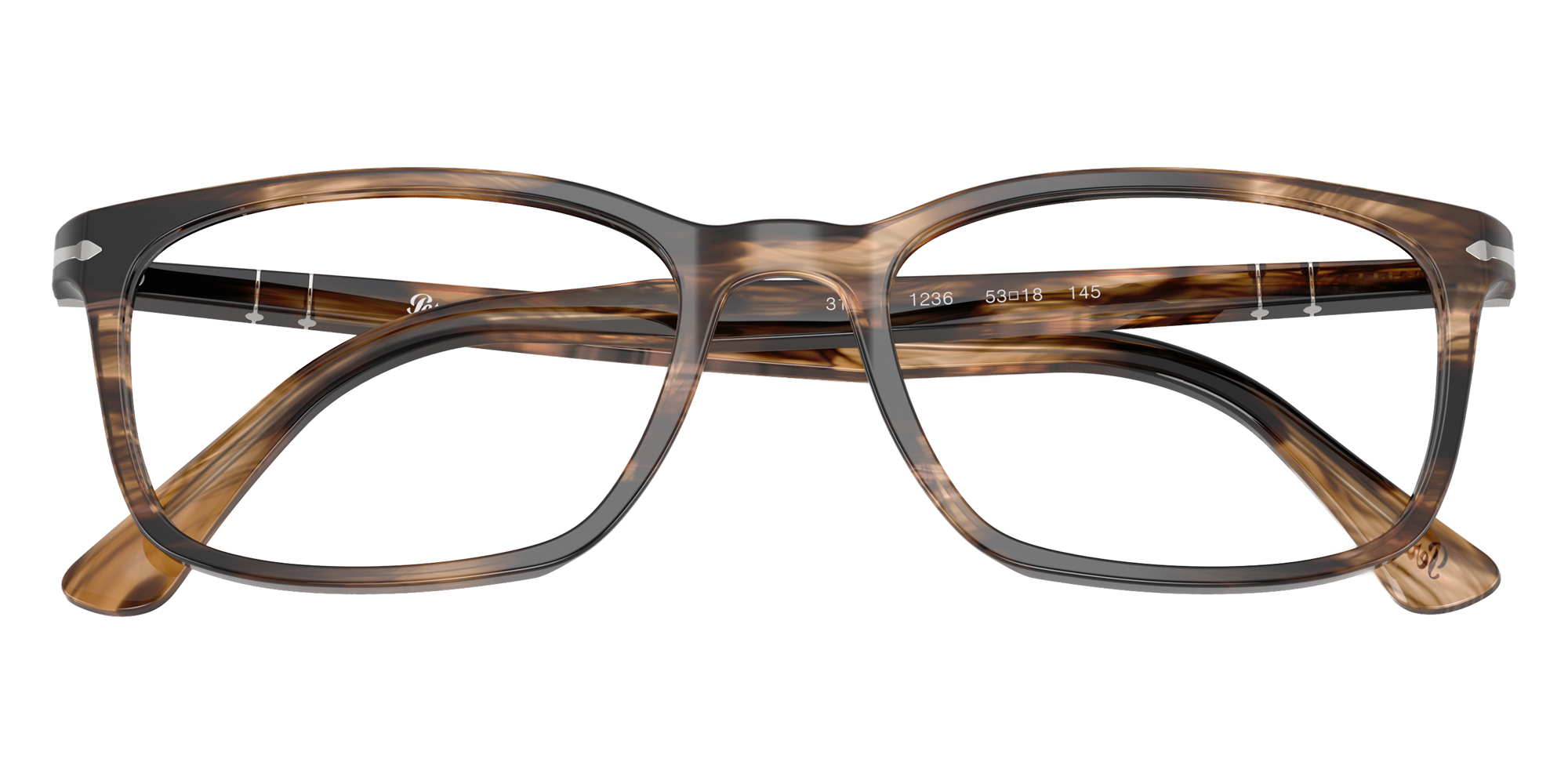 Color: Striped Black and Grayish Brown (1236) - Persol PO3189V123653