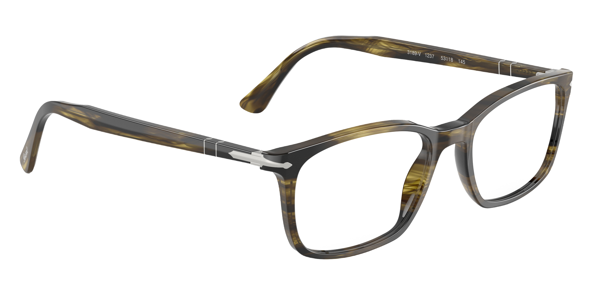 Color: Striped Black and Olive Green (1237) - Persol PO3189V123753