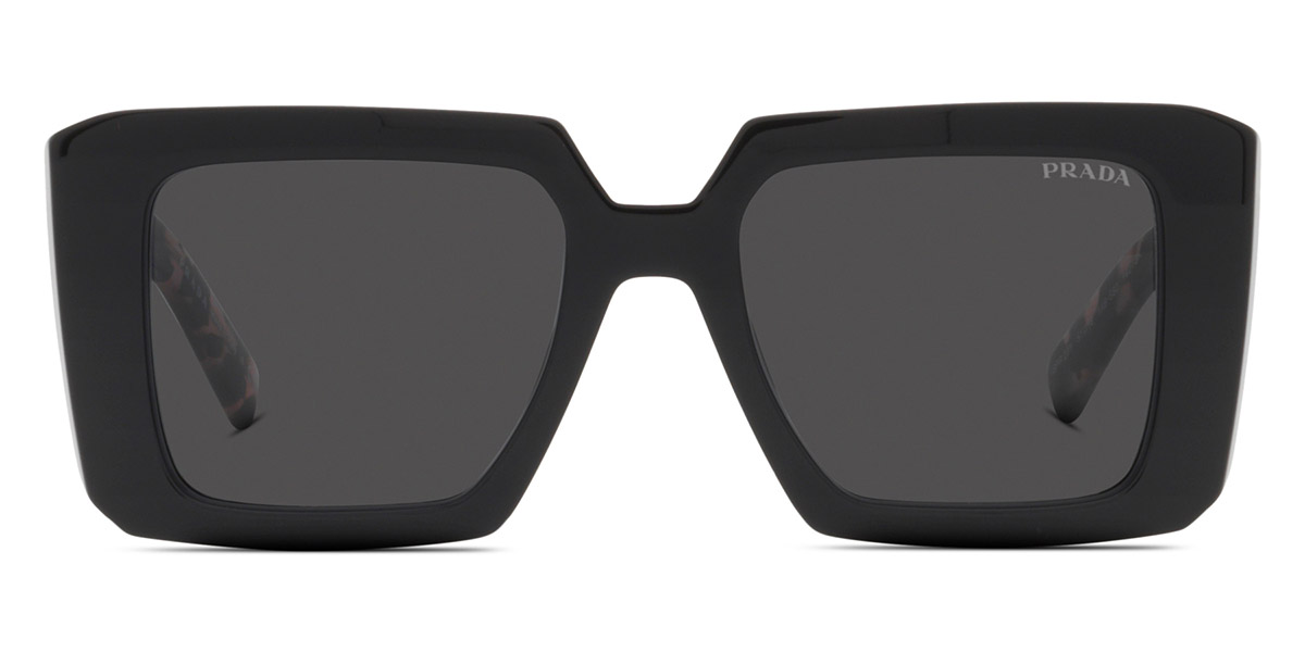 Prada - Black Large Round Sunglasses w/ Side Swirl – Current Boutique