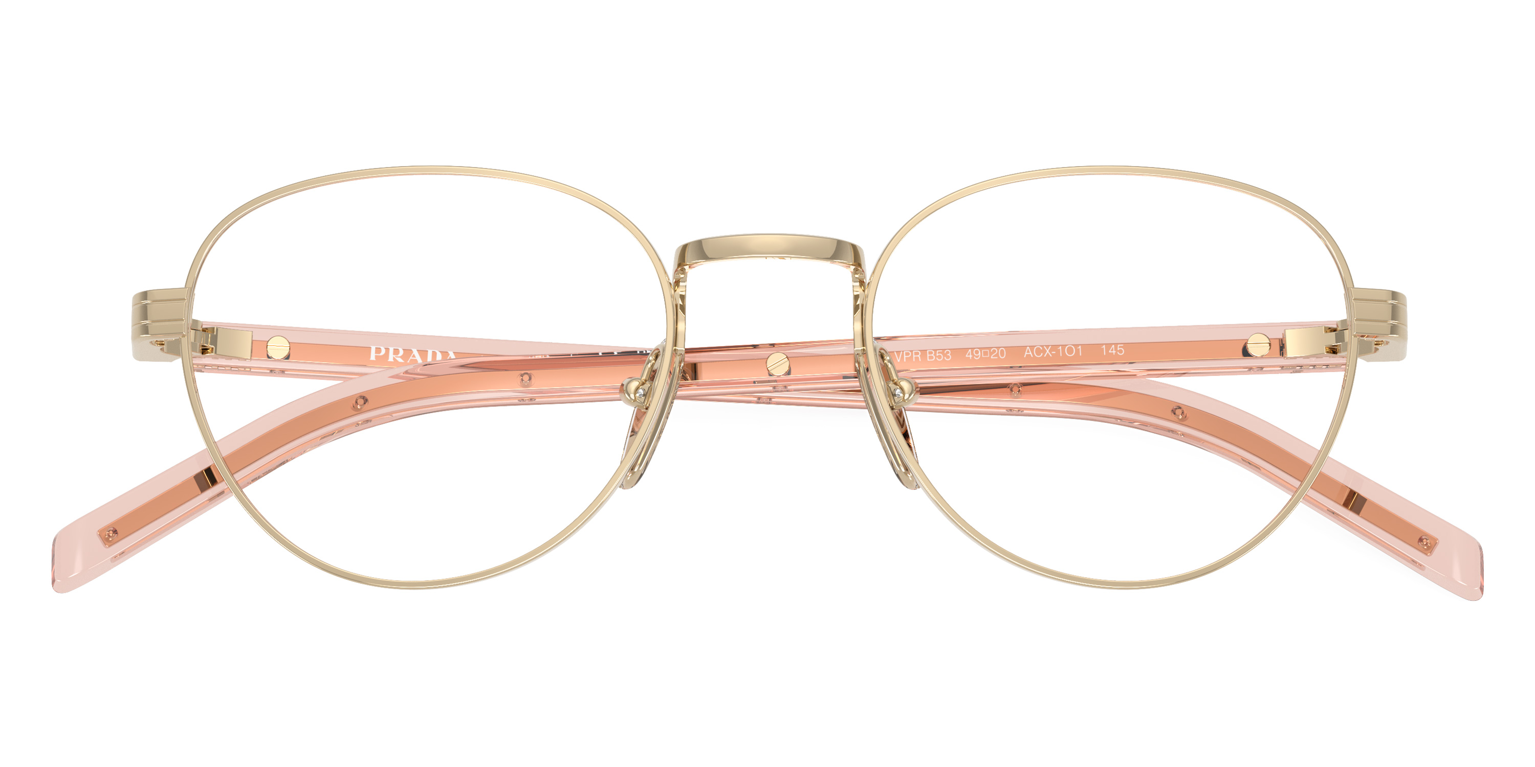Color: Pale Gold/Transparent Peach Pink (ACX1O1) - Prada PRB53VACX1O149