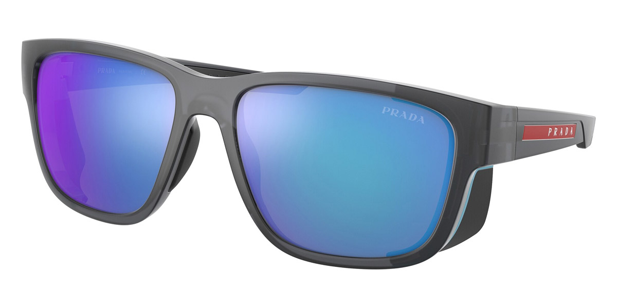 Prada™ PS 07WS 13C08R 59 Gray Rubber Transparent Sunglasses