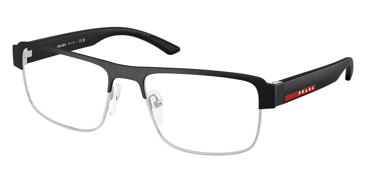 Color: Matte Black/Silver/Matte Black (1BO1O1) - Prada Linea Rossa PS51RV1BO1O156