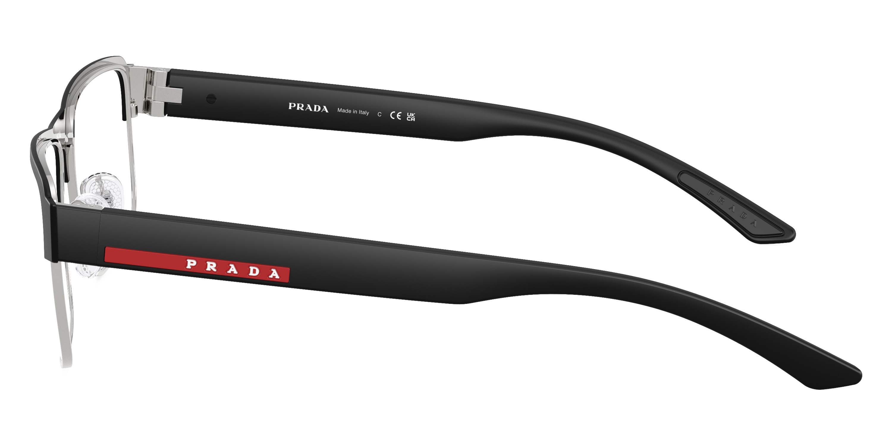 Color: Matte Black/Silver/Matte Black (1BO1O1) - Prada Linea Rossa PS51RV1BO1O156