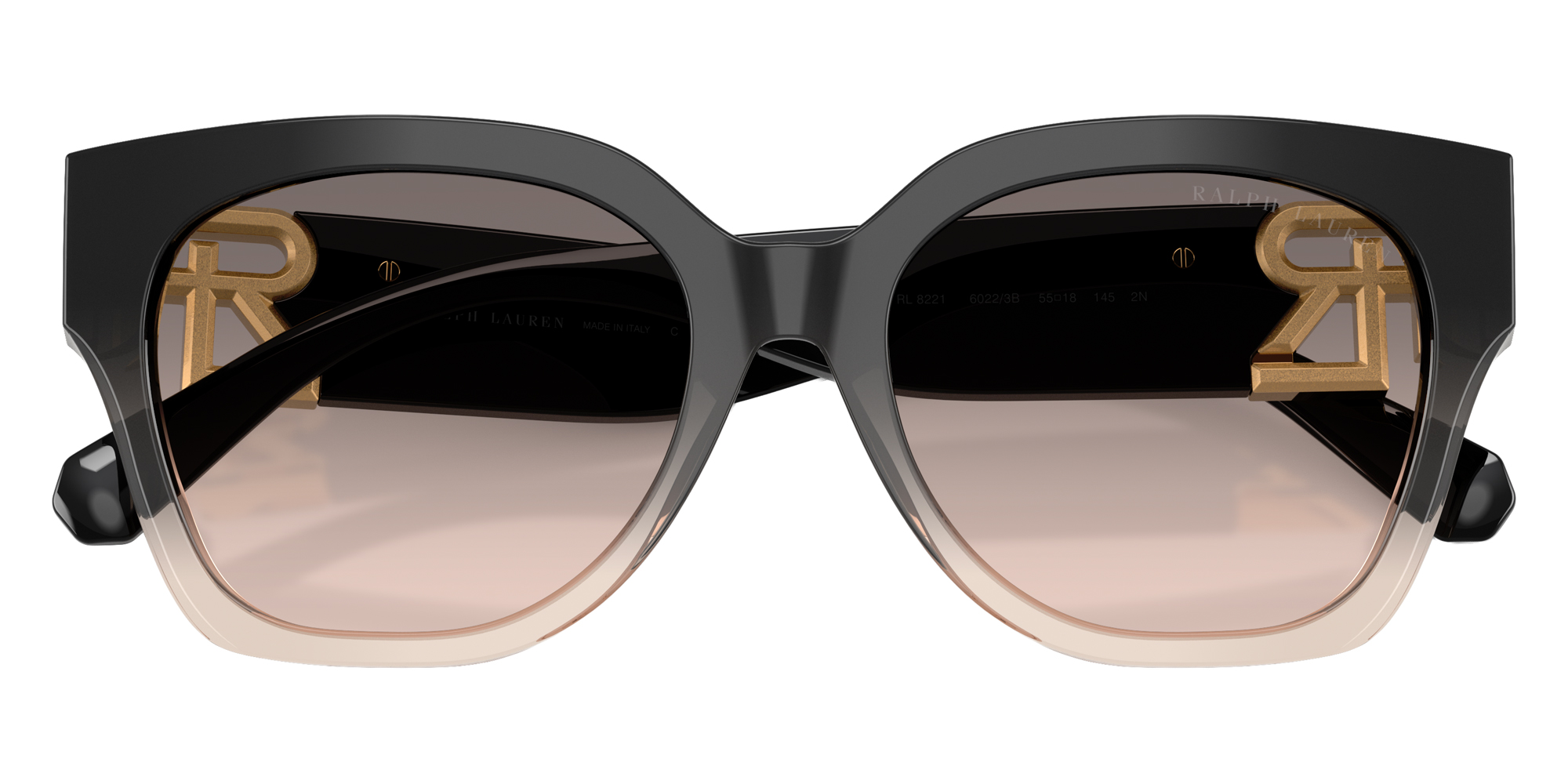 Color: Shiny Gradient Black/Transparent Beige (60223B) - RALPH LAUREN RL822160223B55