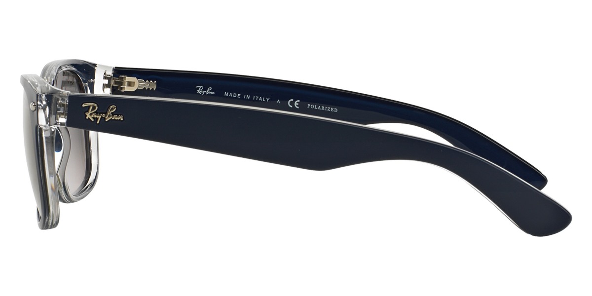 Ray Ban New Wayfarer RB2132 6053M3 55 Matte Blue On Transparent Sunglasses