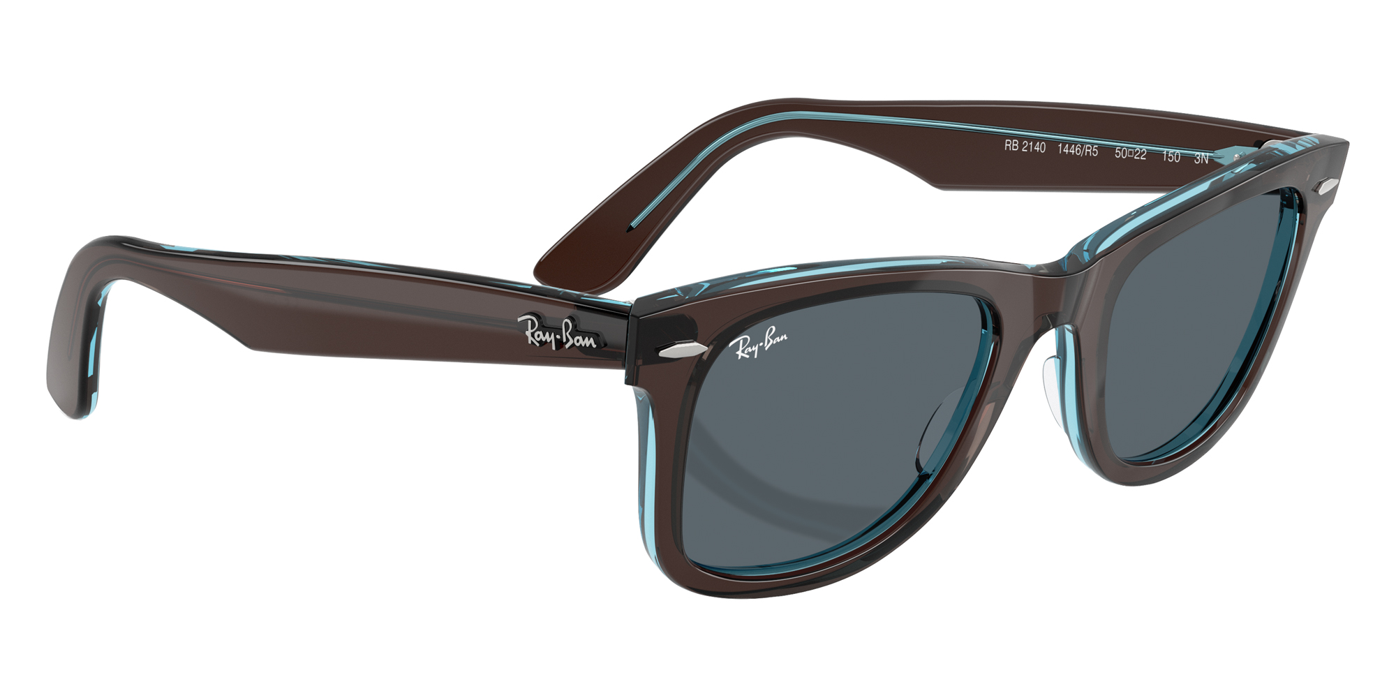 Color: Brown on Transparent Blue (1446R5) - Ray-Ban RB21401446R550