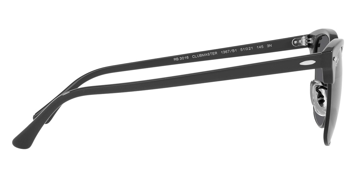 Ray Ban Clubmaster RB3016 1367B1 55 Gray on Black Sunglasses