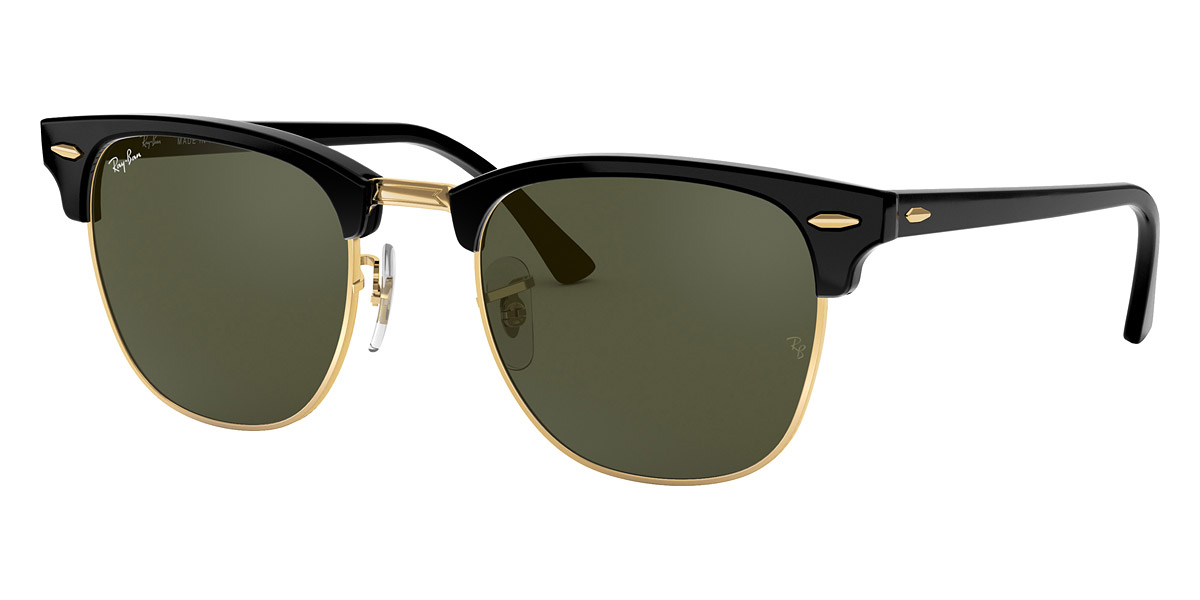 Ray-Ban™ Clubmaster RB3016 W0365 55 Black on Gold Sunglasses