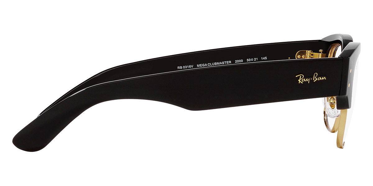 Ray Ban Mega Clubmaster RX0316V 2000 50 Black on Gold Eyeglasses