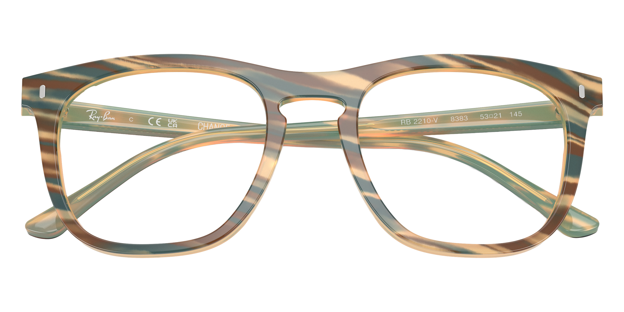 Color: Photo Striped Brown (8383) - Ray-Ban RX2210V838353