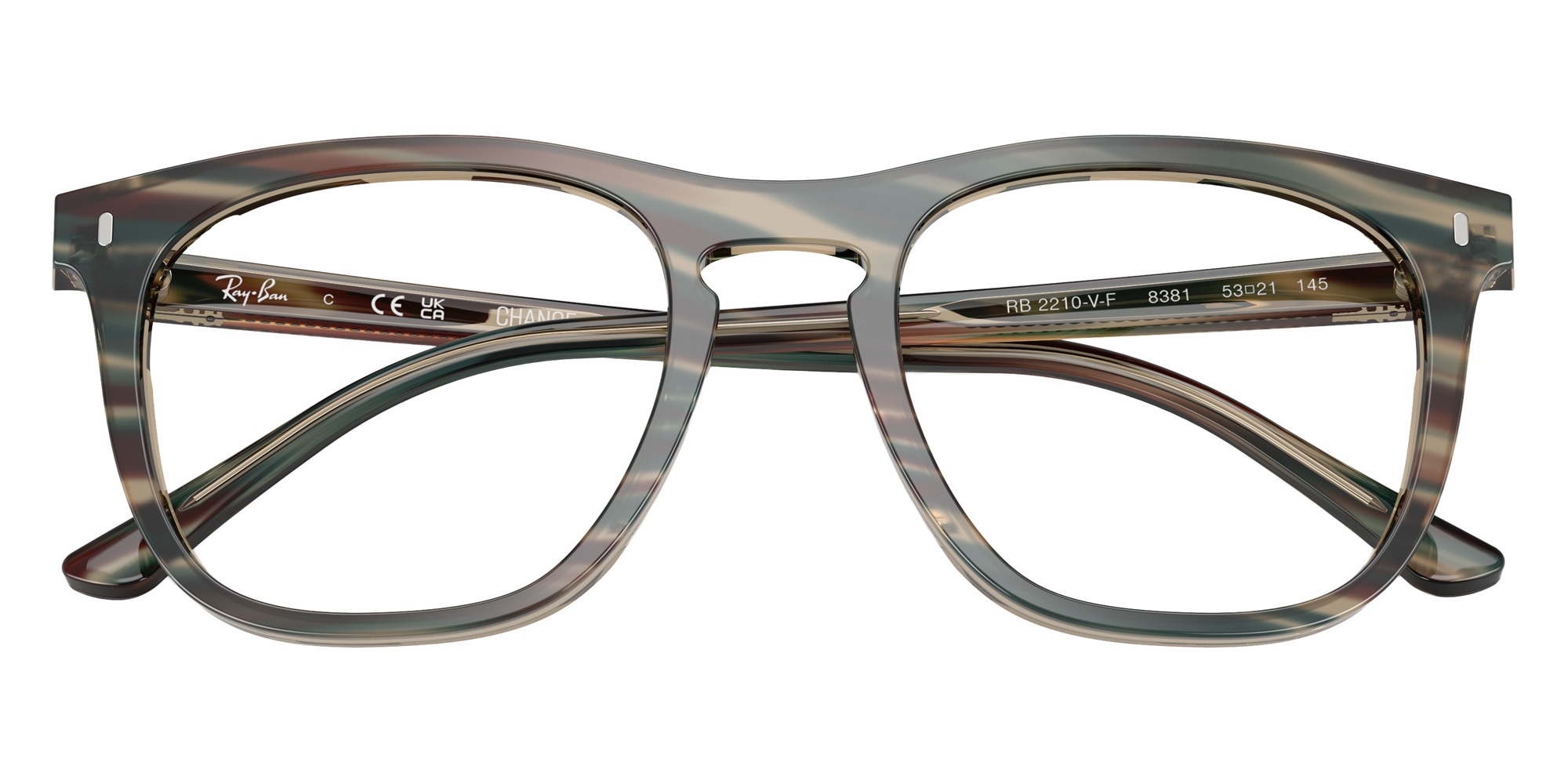 Color: Photo Striped Gray (8381) - Ray-Ban RX2210VF838153