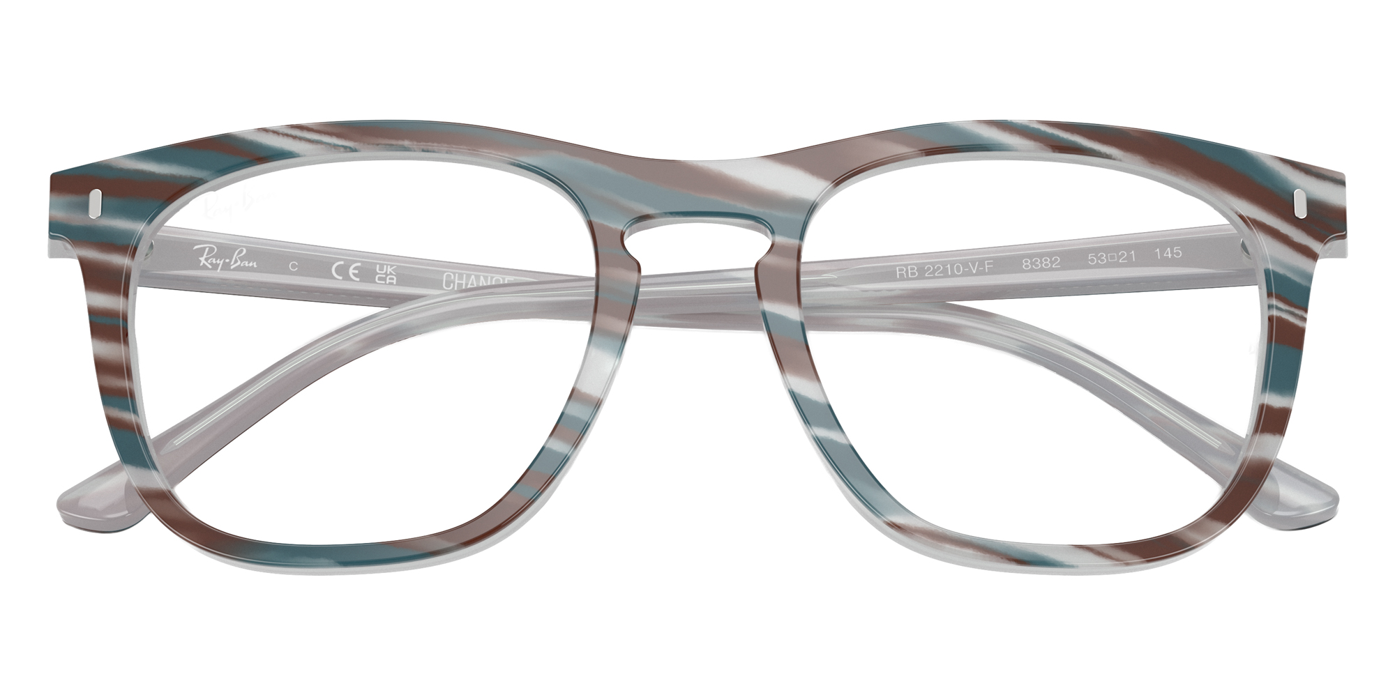 Color: Photo Striped Light Blue (8382) - Ray-Ban RX2210VF838253