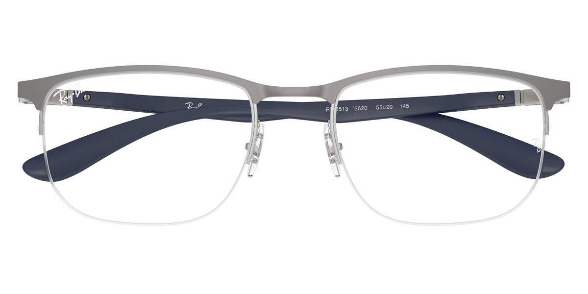 Color: Matte Gunmetal on Silver/Matte Dark Blue (2620) - Ray-Ban RX6513262053