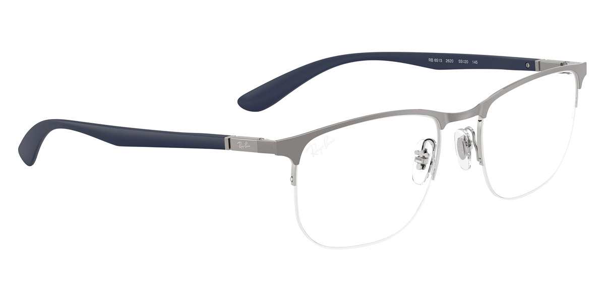 Color: Matte Gunmetal on Silver/Matte Dark Blue (2620) - Ray-Ban RX6513262053