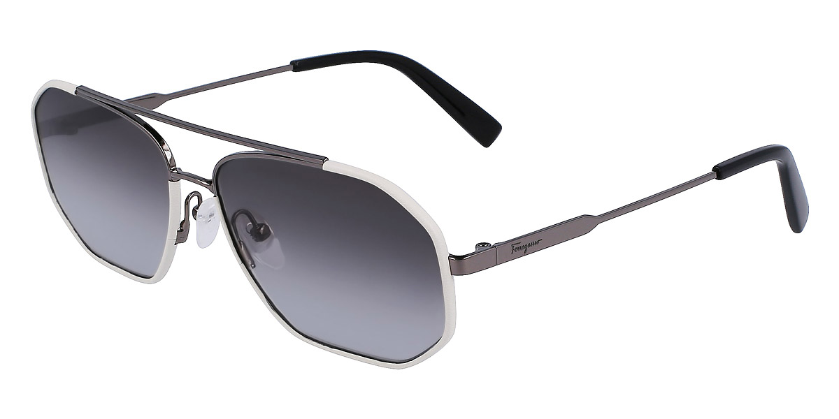 Salvatore Ferragamo™ SF303SL 026 60 Dark Ruthenium/White Sunglasses