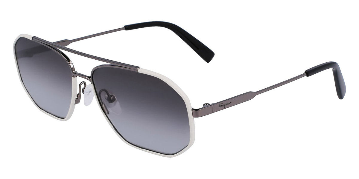 Salvatore Ferragamo™ SF303SL 026 60 Dark Ruthenium/White Sunglasses