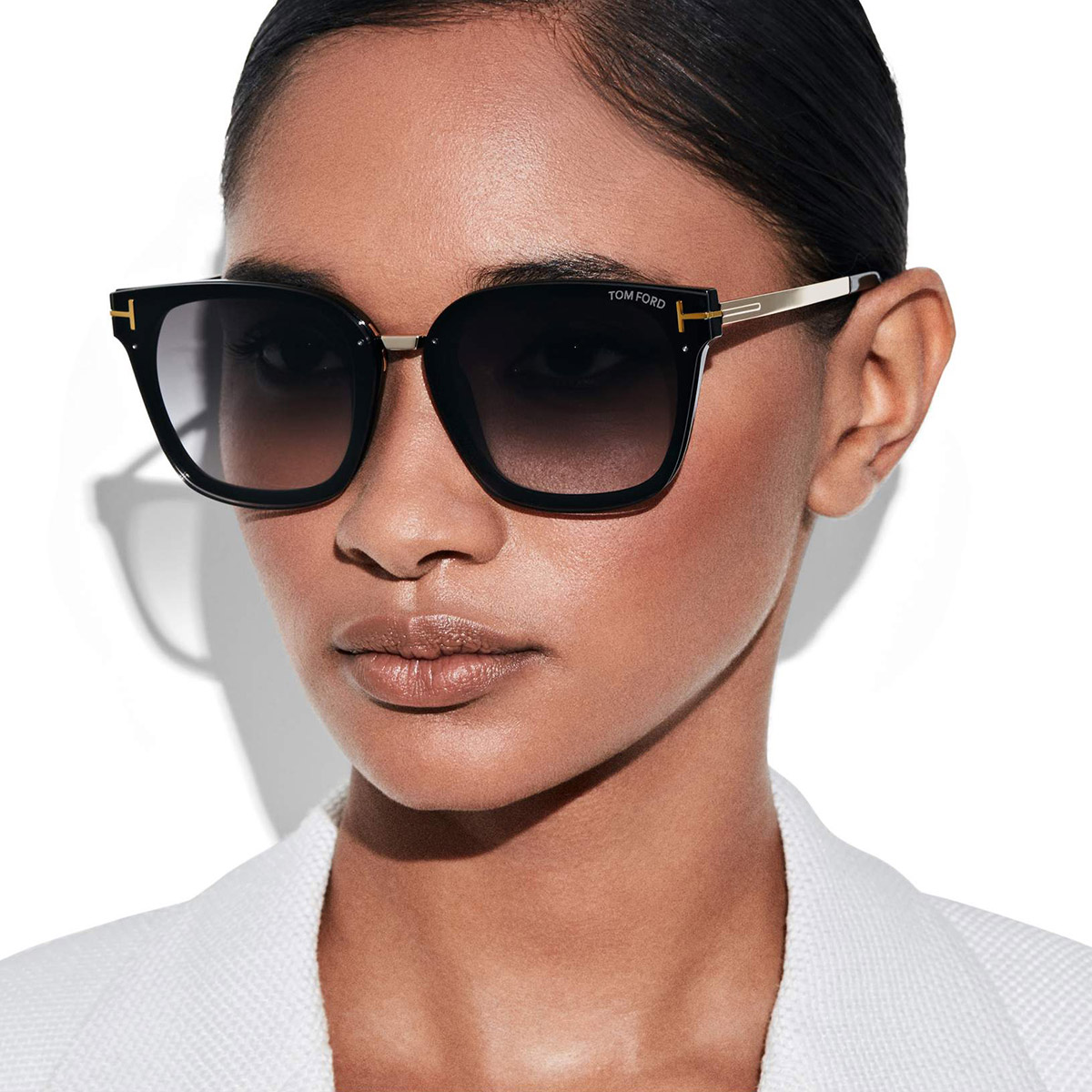 Tom Ford™ FT1014 Philippa-02 01B 68 Shiny Black/T Logo Sunglasses