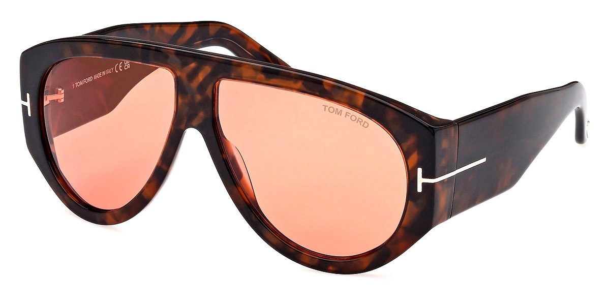 Color: Shiny Dark Havana/T Logo (52S) - Tom Ford FT1044Bronson52S60