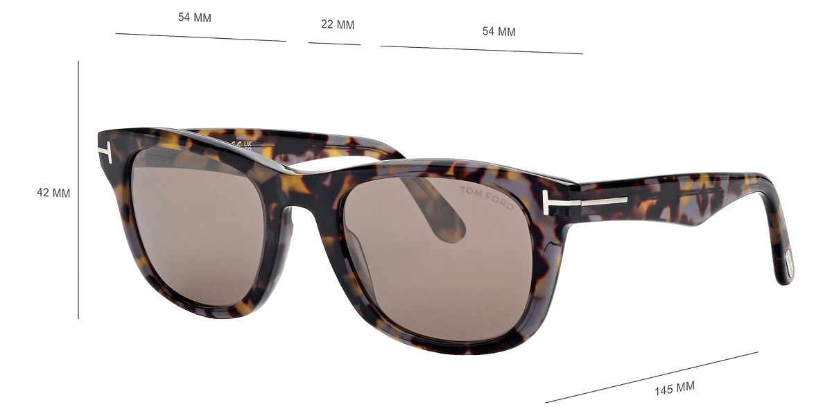 Color: Shiny Vintage Gray Havana/T Logo (55L) - Tom Ford FT1076Kendel55L54