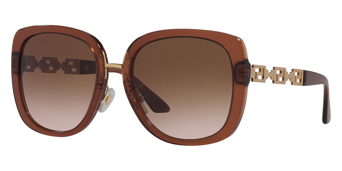 Versace™ VE4407D 532413 56 Transparent Brown/Matte Gold Sunglasses